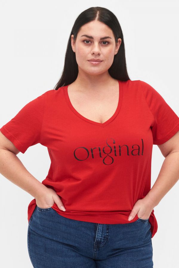 T-shirt μπλούζα με τύπωμα 'Original' σε κόκκινο χρώμα 1xl 2xl 3xl 4xl 5xl 