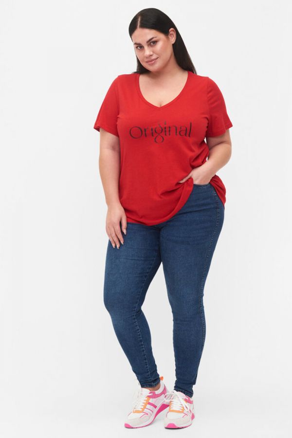 T-shirt μπλούζα με τύπωμα 'Original' σε κόκκινο χρώμα 1xl 2xl 3xl 4xl 5xl 