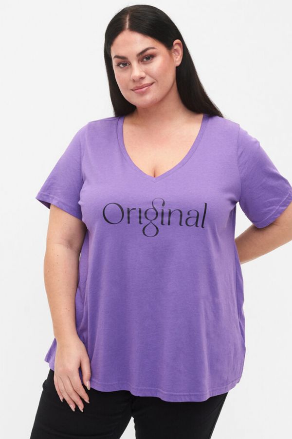 T-shirt μπλούζα με τύπωμα 'Original' σε λιλά χρώμα 1xl 2xl 3xl 4xl 5xl 