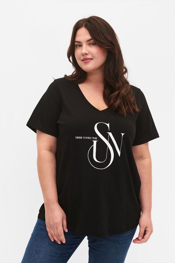 T-shirt με τύπωμα 'Sun' σε μαύρο χρώμα