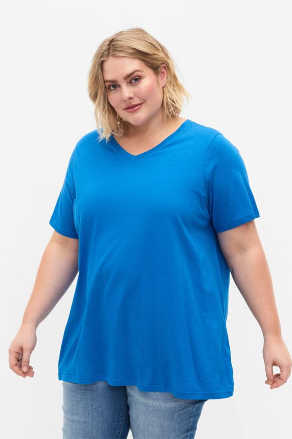 Cotton t-shirt με V λαιμόκοψη σε ρουά χρώμα 1xl 2xl 3xl 4xl 5xl 