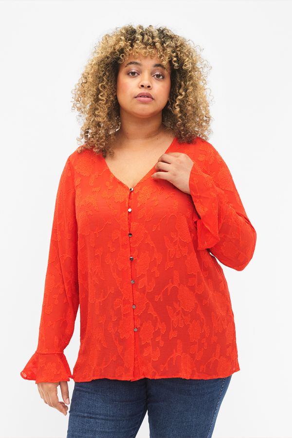 Ημιδιάφανο ζακάρ πουκάμισο σε πορτοκαλί χρώμα