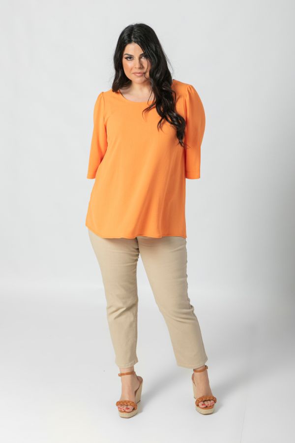 Μπλούζα με 3/4 φαρδύ μανίκι σε πορτοκαλί χρώμα