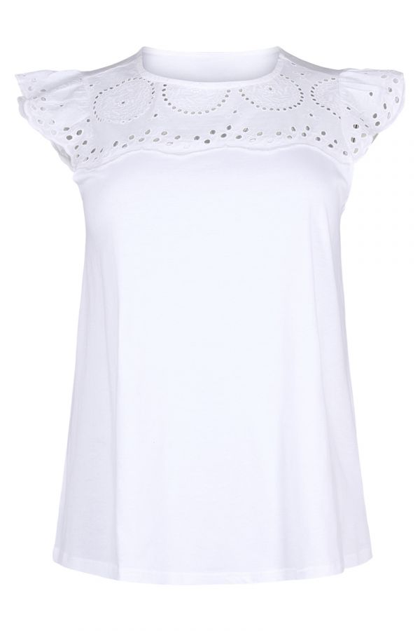 Μπλούζα με διάτρητη λεπτομέρεια σε λευκό χρώμα