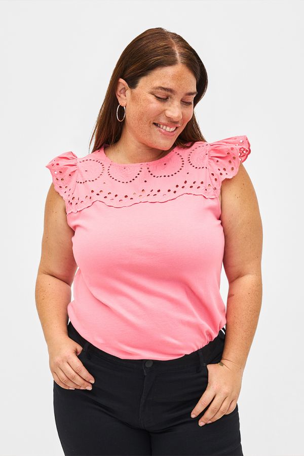 Μπλούζα με διάτρητη λεπτομέρεια σε ροζ χρώμα