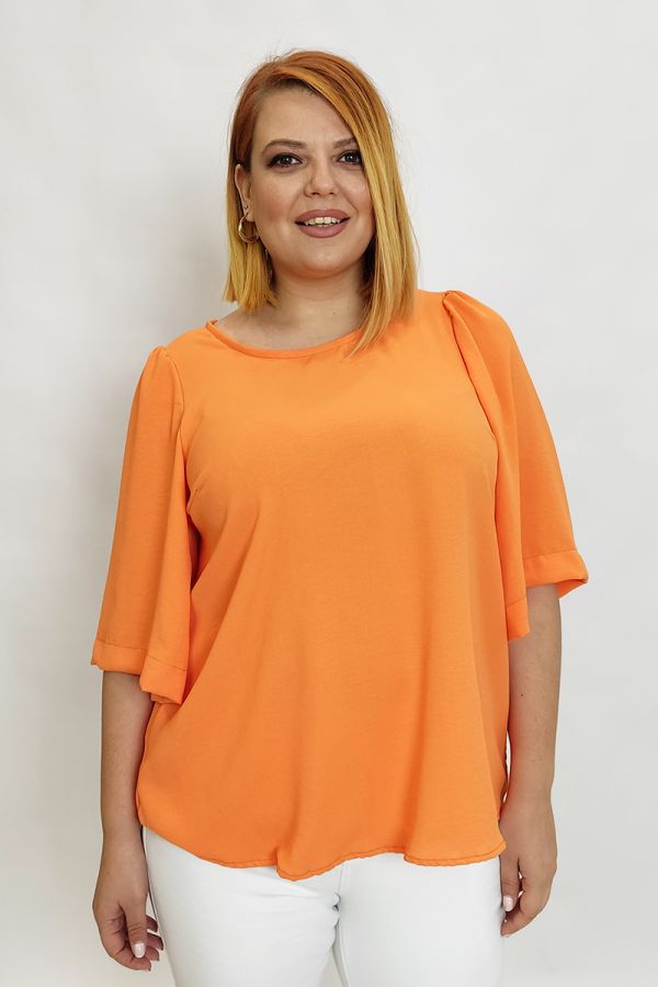 Μπλούζα με 3/4 φαρδύ μανίκι σε πορτοκαλί χρώμα