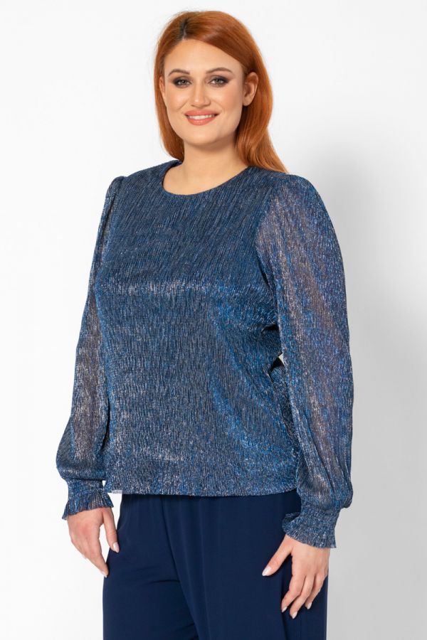 Μπλούζα με glitter σε μπλε χρώμα 1xl,2xl,3xl,4xl,5xl