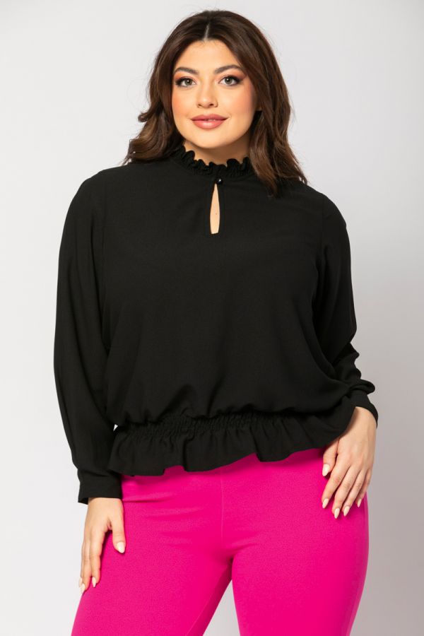 Μπλούζα με keyhole σε μαύρο χρώμα 1XL 2XL 3XL 4XL 5XL 