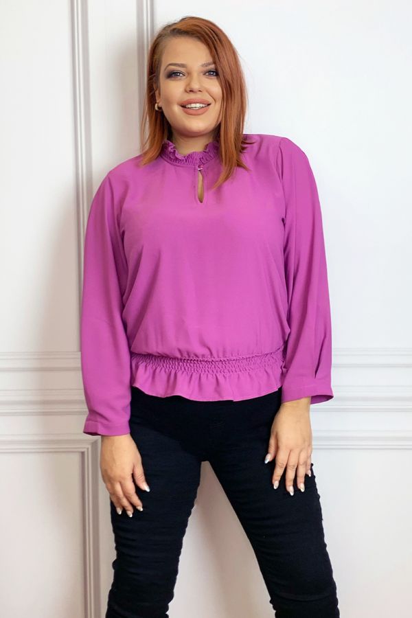 Μπλούζα με keyhole σε ροζ χρώμα 1xl,2xl,3xl,4xl,5xl
