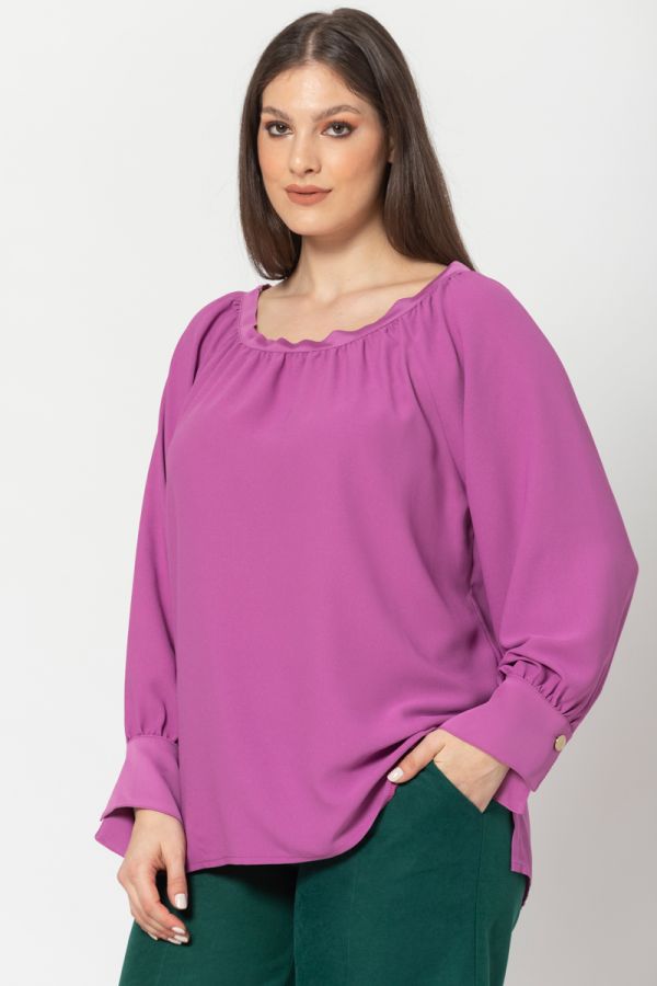Μπλούζα με λαιμόκοψη χαμόγελο σε ροζ χρώμα 1xl,2xl,3xl,4xl,5xl