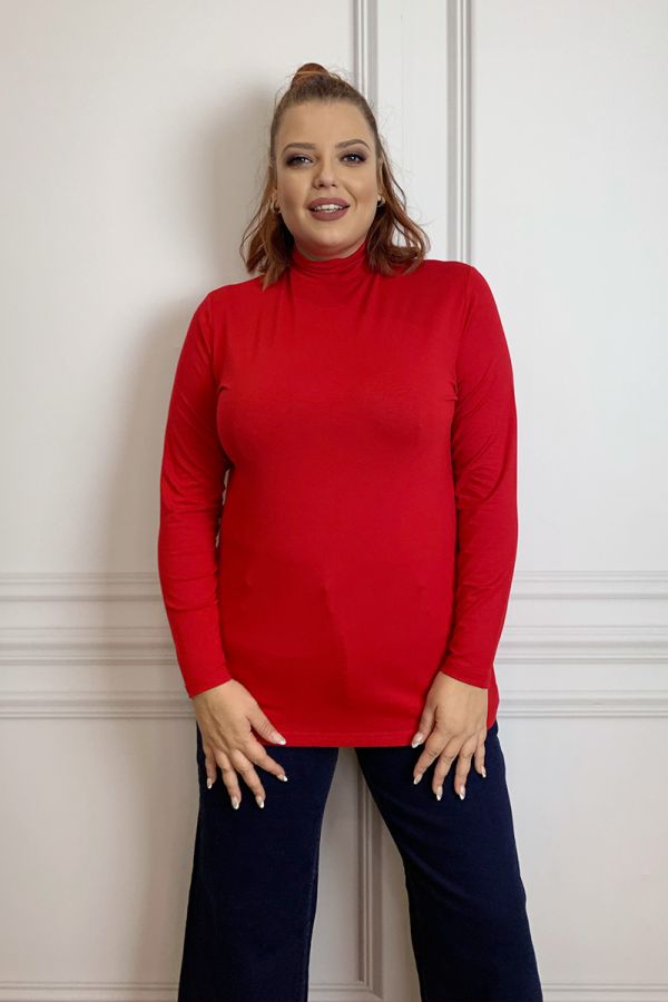 Μπλούζα με λουπέτο σε κόκκινο χρώμα 1xl,2xl,3xl,4xl,5xl