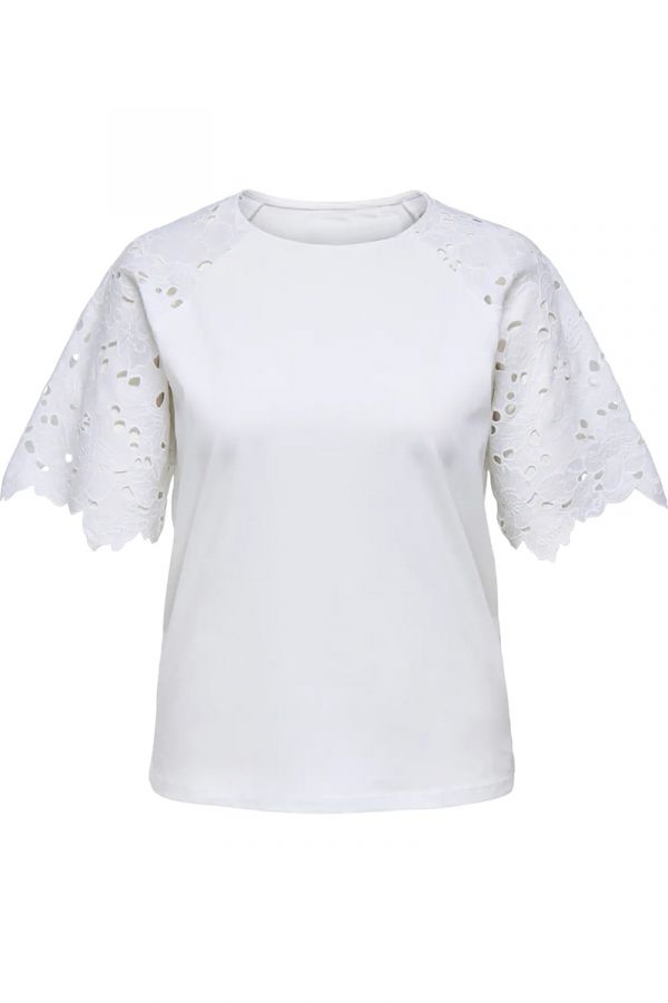 Μπλούζα με μανίκια broderie anglaise σε εκρού χρώμα 