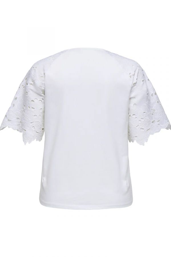 Μπλούζα με μανίκια broderie anglaise σε εκρού χρώμα 