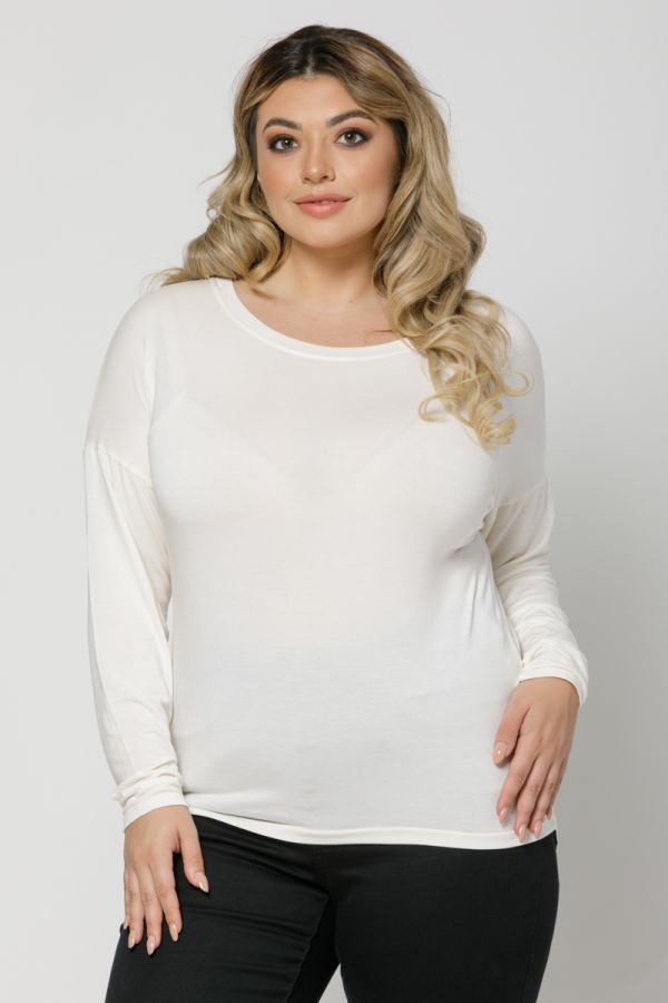 Μπλούζα με στρογγυλή λαιμόκοψη σε λευκό χρώμα
