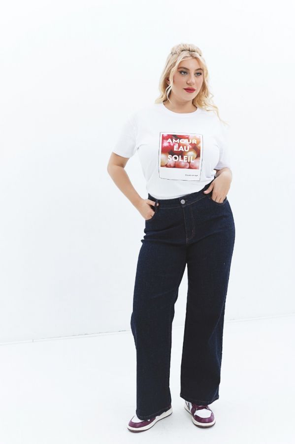 T-shirt με τύπωμα 'Amour Eau Soleil' σε λευκό χρώμα