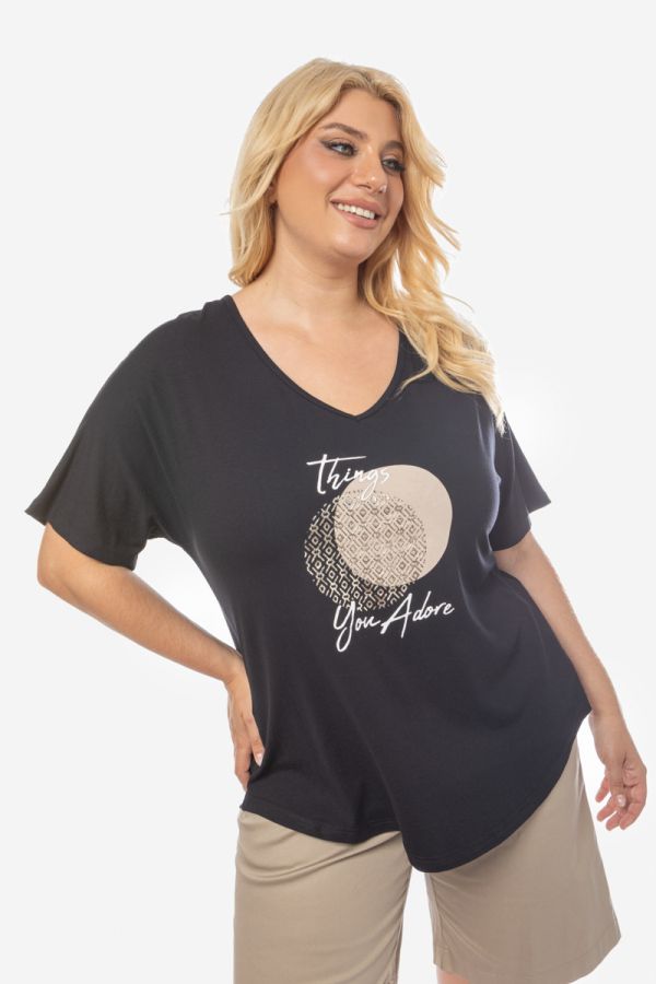 T-shirt με τύπωμα "Things You  Adore" σε μαύρο χρώμα