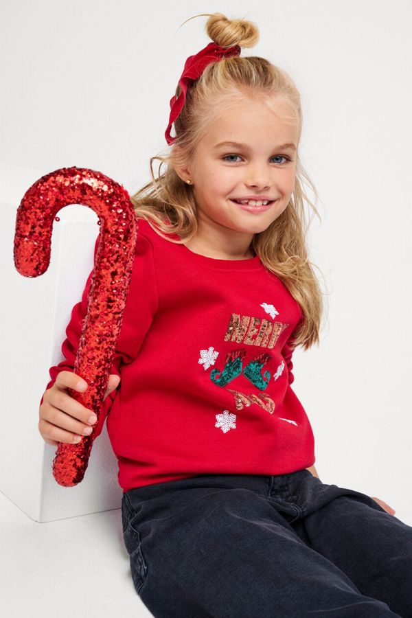 Παιδική μπλούζα με γιορτινό τύπωμα ''Merry xmas'' σε κόκκινο χρώμα