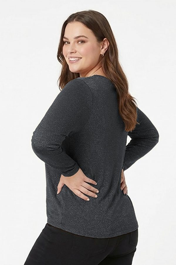 Πλεκτή lurex μπλούζα σε ανθρακί χρώμα