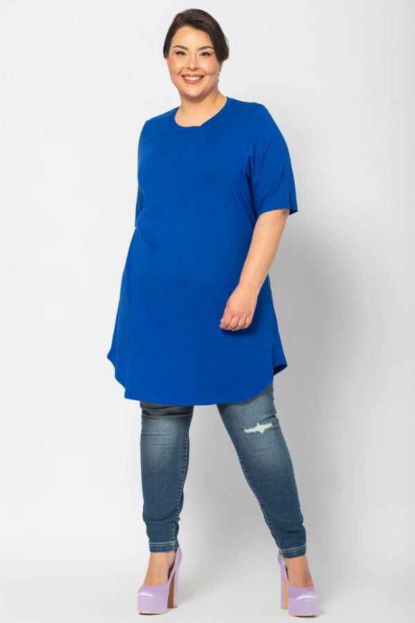 Μπλουζοφόρεμα με στρογγυλή λαιμόκοψη σε ρουά χρώμα