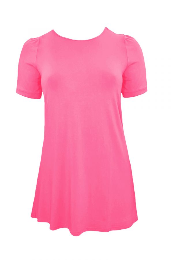 Μπλουζοφόρεμα με στρογγυλή λαιμόκοψη σε ροζ χρώμα