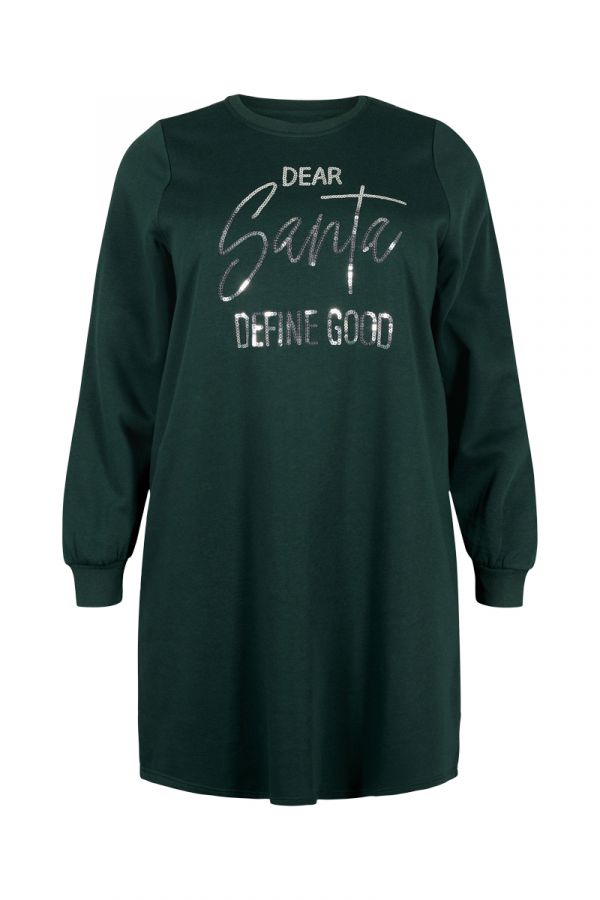 Μπλουζοφόρεμα με τύπωμα 'Dear Santa' σε χακί χρώμα