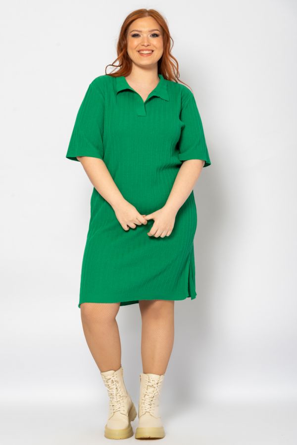 Mini ριμπ πλεκτό φόρεμα σε πράσινο χρώμα 1xl 2xl 3xl 4xl 5xl 