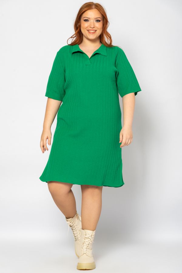 Mini ριμπ πλεκτό φόρεμα σε πράσινο χρώμα 1xl 2xl 3xl 4xl 5xl 