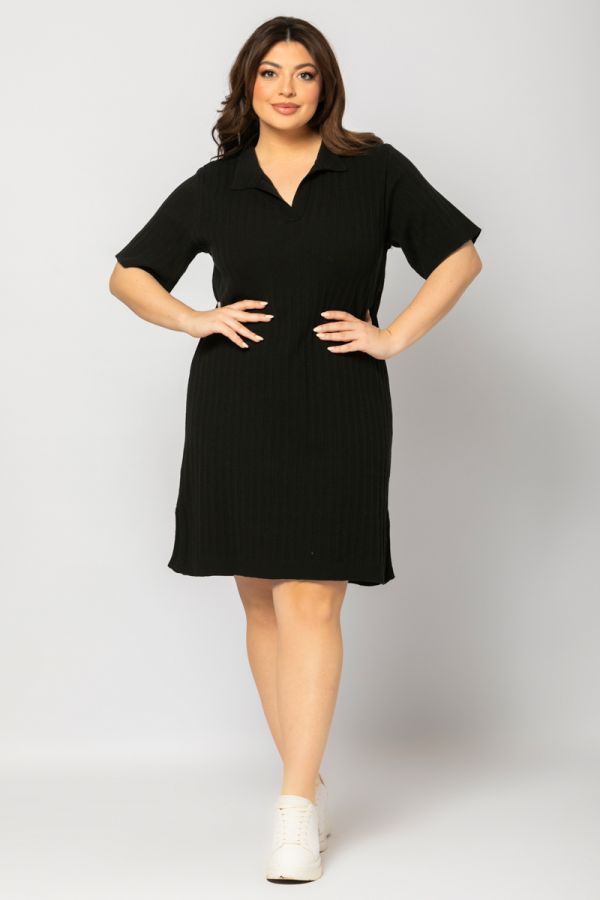 Mini ριμπ πλεκτό φόρεμα σε μαύρο χρώμα 1xl 2xl 3xl 4xl 5xl 