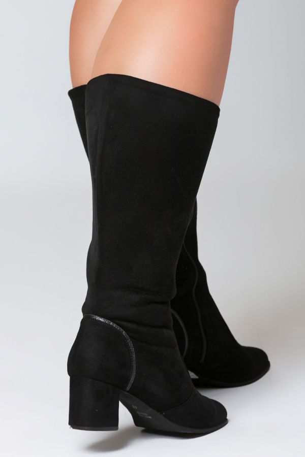 Eco-leather καστόρ μπότα με στρας σε μαύρο χρώμα 
