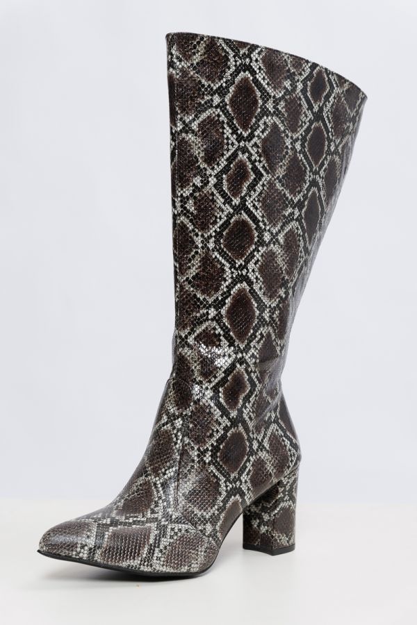 Μπότα με snake print σε τύπος χρώμα