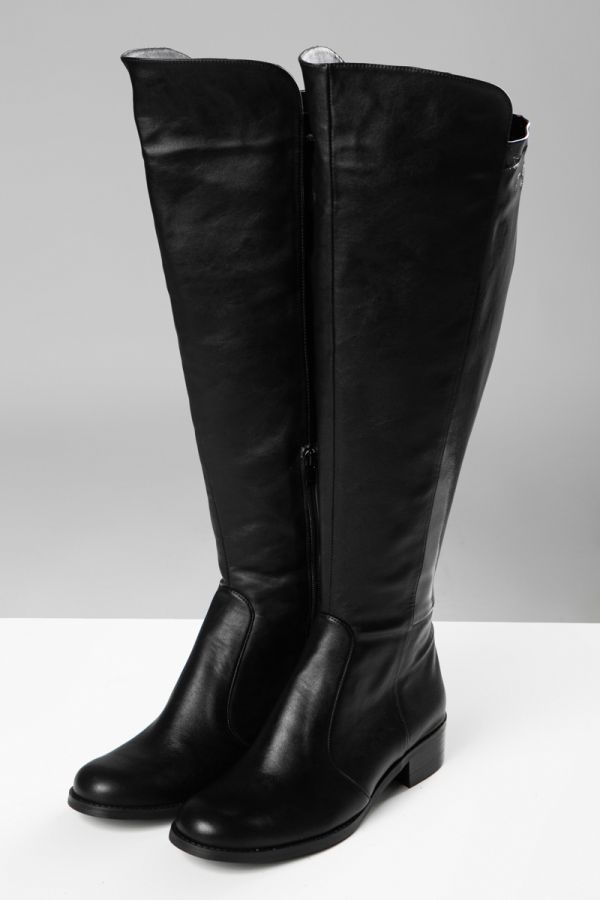Eco-leather over the knee μπότα σε μαύρο χρώμα