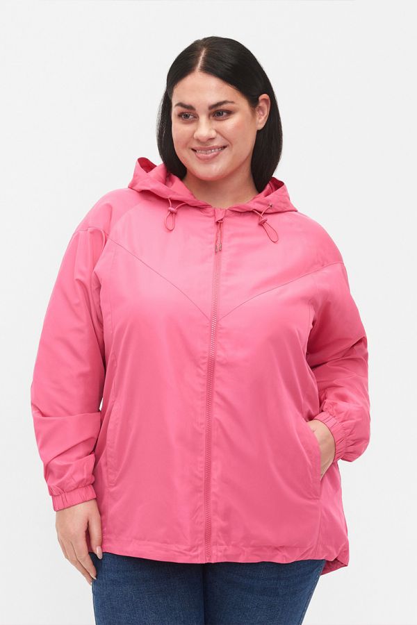Αντιανεμικό jacket με κουκούλα σε ροζ χρώμα 1xl 2xl 3xl 4xl 5xl 