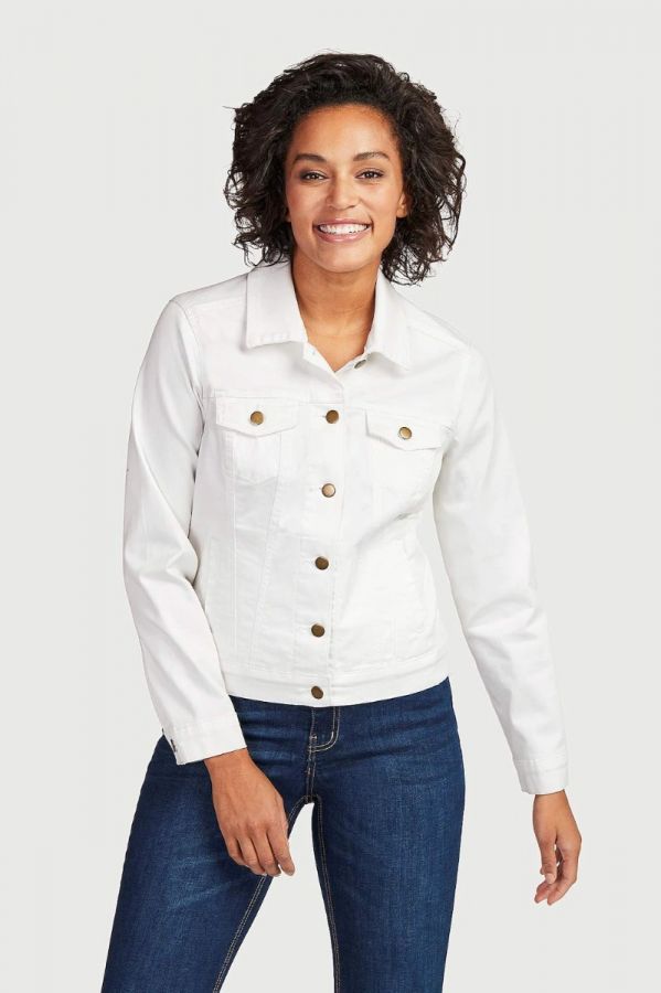 Jean jacket με τσέπες και γιακά σε denim white χρώμα