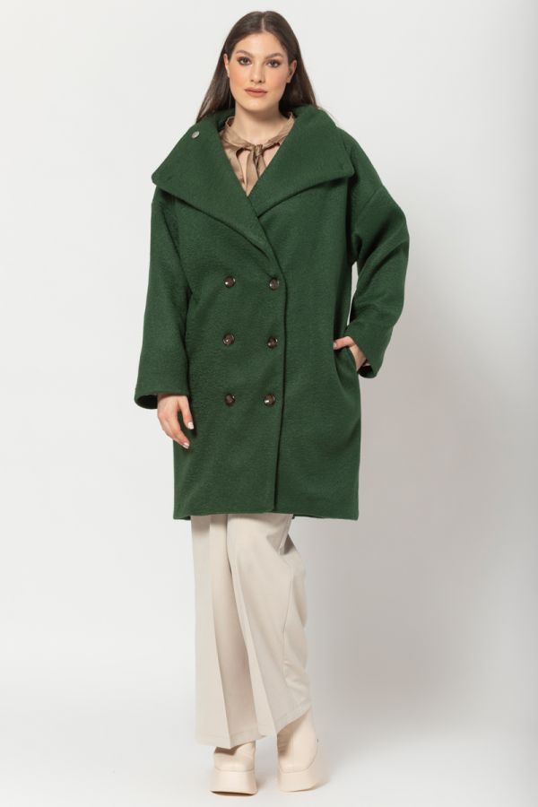 Μπουκλέ σταυρωτό παλτό σε πράσινο χρώμα 1xl,2xl,3xl,4xl,5xl,6xl