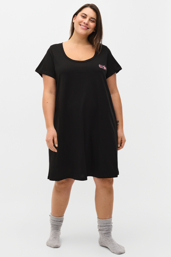 Νυχτικό φόρεμα mini με τύπωμα σε μαύρο χρώμα 