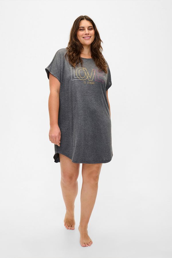 Βαμβακερό κοντομάνικο μπλουζοφόρεμα σε ανθρακί χρώμα