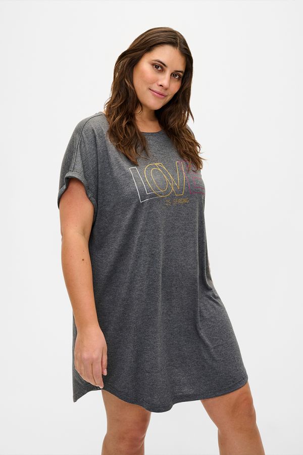 Κοντομάνικο μπλουζοφόρεμα σε ανθρακί χρώμα