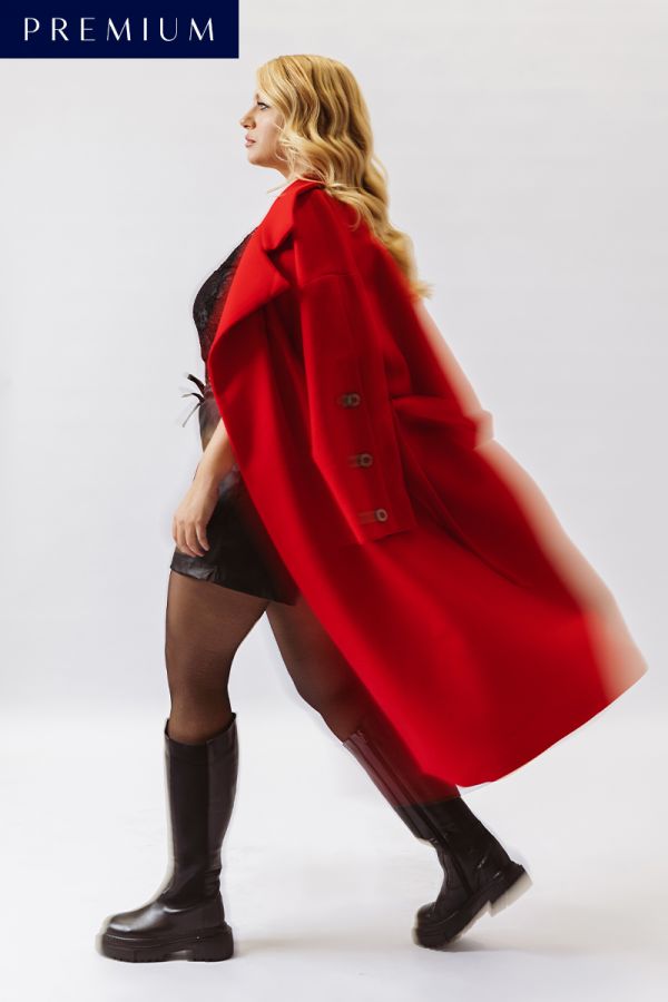 Παλτό με κουμπιά στα μανίκια σε κόκκινο χρώμα | Premium Collection