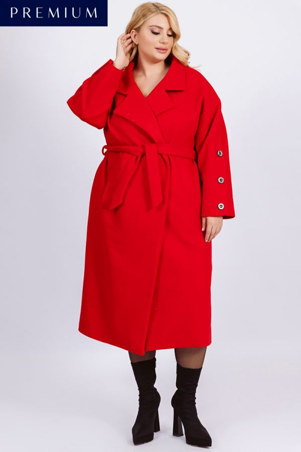 Παλτό με κουμπιά στα μανίκια σε κόκκινο χρώμα | Premium Collection
