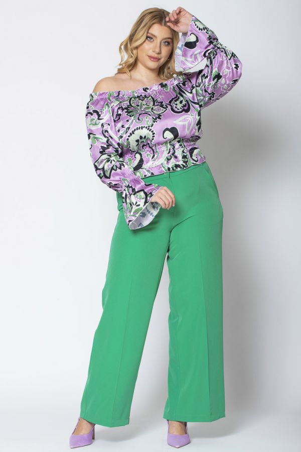 Παντελόνα με λάστιχο στο πίσω μέρος σε πράσινο χρώμα 