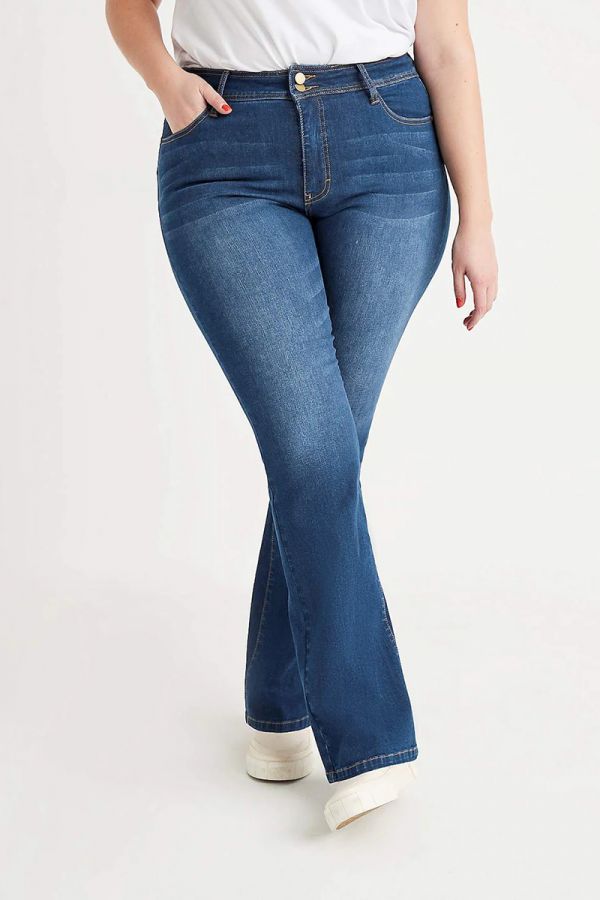 Παντελόνι jean καμπάνα ανόρθωσης σε dark blue denim χρώμα