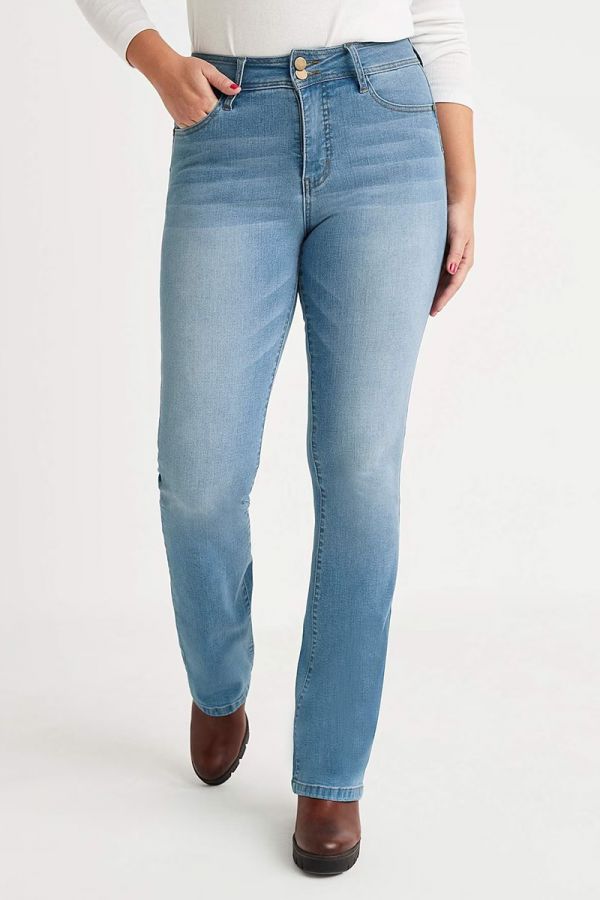Παντελόνι jean καμπάνα ανόρθωσης σε light blue denim χρώμα 1xl 2xl 3xl 4xl 5xl 