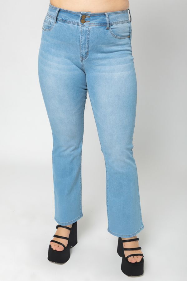 Παντελόνι jean καμπάνα ανόρθωσης σε light blue denim χρώμα 1xl 2xl 3xl 4xl 5xl 
