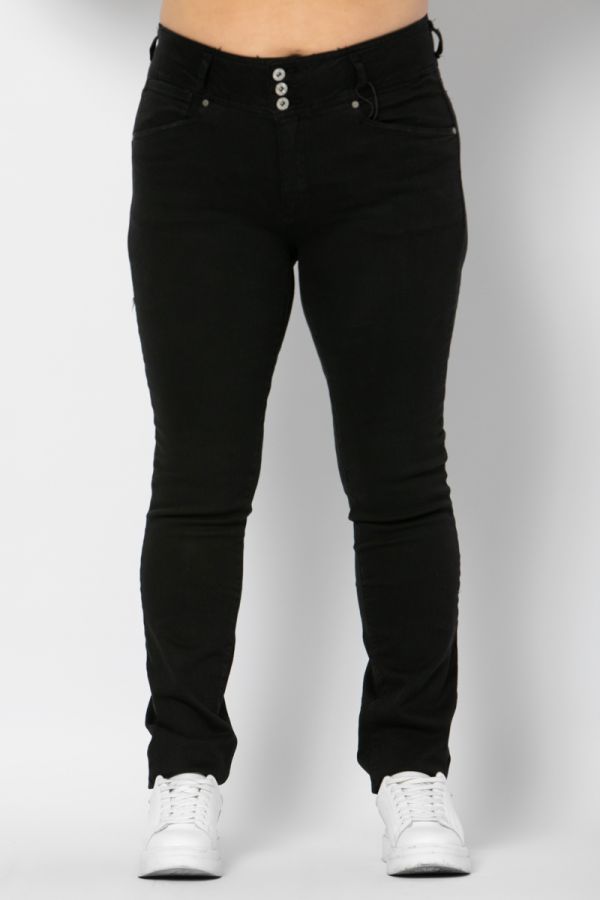 Παντελόνι jean με 3 κουμπιά  σε denim black χρώμα 1XL 2XL 3XL 4XL 5XL 