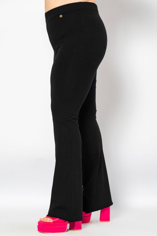 Heavy ελαστικό παντελόνι καμπάνα σε μαύρο χρώμα