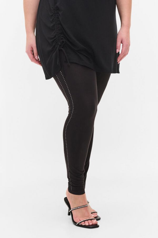 Παντελόνι κολάν με διπλό στρας στο πλάι σε μαύρο χρώμα