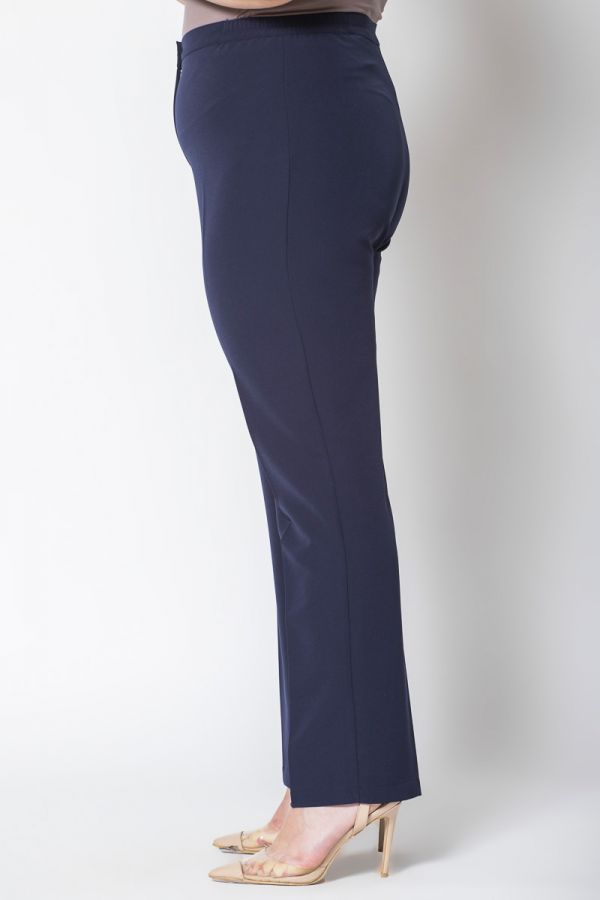 Queen size παντελόνι κρεπ με λάστιχο στα πλαϊνά σε μπλε χρώμα xl,xxl,xxxl,2xl,3xl,4xl