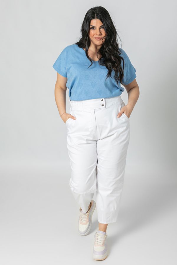 Παντελόνι τύπου jean σε λευκό χρώμα