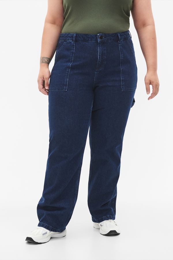 Cargo jean παντελόνι σε dark blue denim χρώμα