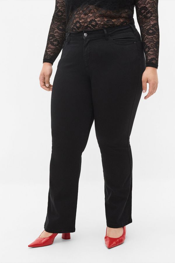 Ψηλόμεση καμπάνα σε denim black χρώμα 1xl 2xl 3xl 4xl 5xl 